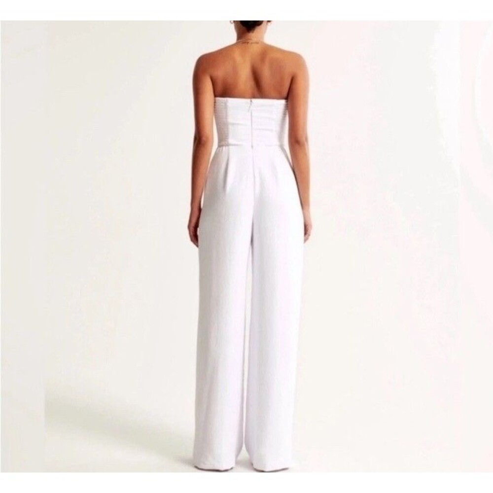 Abercrombie & Fitch Strapless Premium Crepe Jumpsuit White Size SP